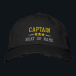 Casquette Brodée Capitaine Votre Nom De Bateau Les Étoiles Nautique<br><div class="desc">Un casquette de style en détresse brodé et personnalisé, avec votre grade de capitaine ou autre titre, votre nom ou nom de bateau et étoiles. Plusieurs couleurs de casquette et de fil à choisir. Fait un grand cadeau personnalisé pour la Fête des pères, la fête des mères ou toute occasion....</div>