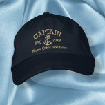 Casquette Brodée Captain With Anchor Personalized<br><div class="desc">Embroidered Captain cap .. ideal for sailors .. captain and rope and anchor personalized cap from Ricaso</div>