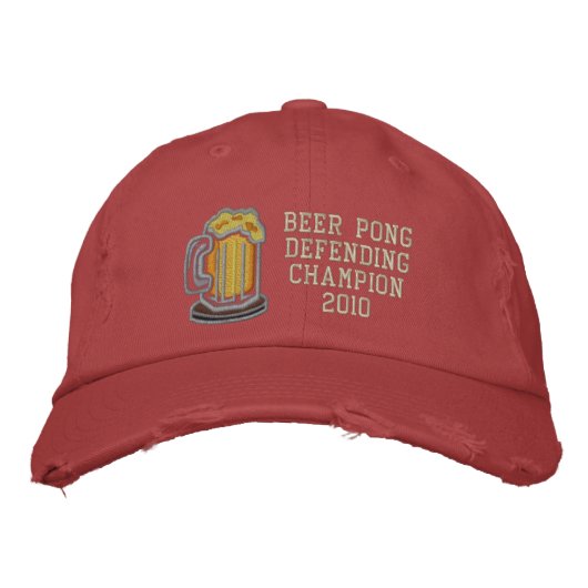 Casquette Brodée Champion de la défense de la bière Pong (Devant)