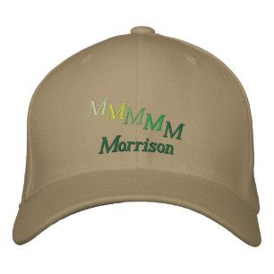 Casquette Brodée Chapeau - Nom et monogramme décalé (Verts)