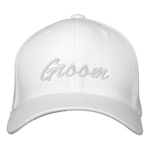 Casquette Brodée Chic Groom bleu rose script blanc mignon
