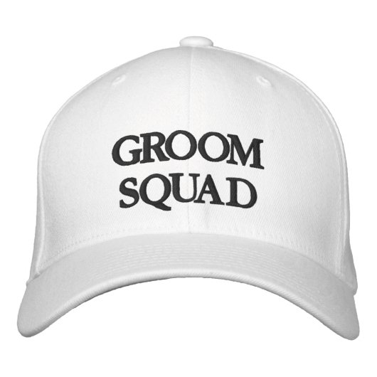 Casquette Brodée Chic Groom Squad noir et blanc mariage (Devant)