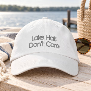Casquette Brodée Citation drôle Lake Hair Don't Care Typographie