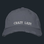 Casquette Brodée Citation Fun Crazy Lady Russe Scotland Bleu Vintag<br><div class="desc">Casquette de baseball vintage personnalisé Crazy Lady bleu. Une idée cadeau d'anniversaire cool.</div>