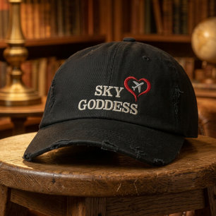 Casquette Brodée Cœur d'avion de la déesse du ciel Nom personnalisé
