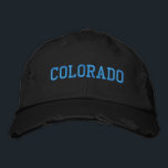Casquette Brodée COLORADO Broderie Turquoise Noir Vintage<br><div class="desc">Broderie Turquoise COLORADO sur casquette en coton noir vintage. Fait un cadeau merveilleux pour quiconque aime le Colorado! Si vous préférez avoir votre texte personnel, il vous suffit de cliquer sur le bouton "Personnaliser ce modèle" pour entrer votre choix de texte personnalisé. La broderie est également personnalisable à d'autres choix...</div>