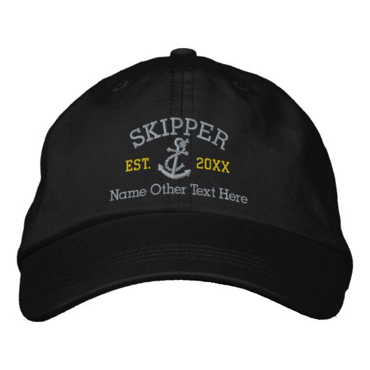 Casquette Brodée Commandant Avec Ancre Personnalisé (Devant)