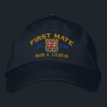 Casquette Brodée Compagnon personnalisé de drapeau d'Union Jack<br><div class="desc">Un classique croisé ancre le style nautique avec un applique BRITANNIQUE de drapeau, un casquette brodé personnalisé par coutume pour un premier compagnon des occasions spéciales. Employez le lien "demandent à ce concepteur" de nous contacter avec vos demandes spéciales de conception ou pour de l'aide avec n'importe quelle partie de...</div>