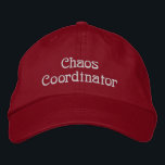 Casquette Brodée Coordinateur Chaos Personnalisé<br><div class="desc">Un casquette de baseball avec une citation ' coordinateur chaos ' en script blanc. Le script est appliqué avec un fil de broderie. La citation a été transformée en modèle, pour que vous puissiez la changer en un de vos favoris ou ajouter un nom .A vous de choisir ! Cela...</div>