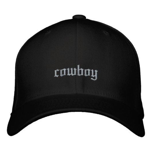 Casquette Brodée Cowboy Custom Old English Black (Devant)