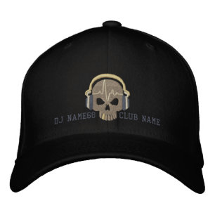 Casquette Brodée Crâne de DJ personnalisé avec votre nom Broderie d