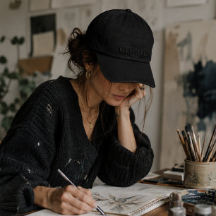 Casquette Brodée 'Créer' Noir sur Noir Broderie Monochrome