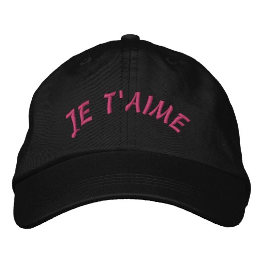 Casquette Brodée Custom Baseball Hat - Embroidered Je T'aime (Devant)