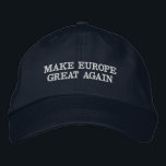 Casquette Brodée Custom Color & Text Make Europe Blank Again Blue<br><div class="desc">This eye catching hat features a play on the popular Trump slogan, but this time the message is to "Make Europe Great Again". This design is on a default navy blue background. These hats are customizable, you can edit the text and color if you wish. Just hit the Personalize button...</div>