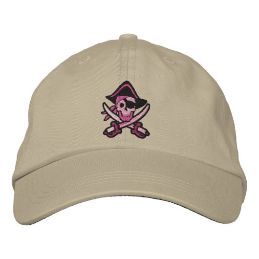 Casquette brodée de crâne de capitaine pirate (Devant)