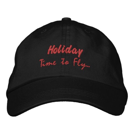 Casquette brodée de vacances de couleur noire (Devant)