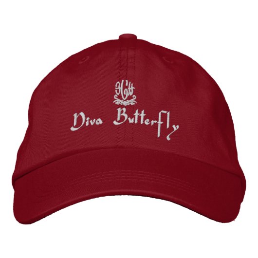 Casquette Brodée Diva Papillon rouge (Devant)