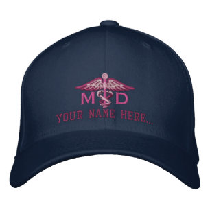 Casquette Brodée DM personnalisée votre caducée Médicale des textes