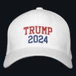Casquette Brodée Donald Trump pour l'élection présidentielle 2024 R<br><div class="desc">"Trump 2024" Rouge,  faux or et bleu,  cool,  casquette de base-ball brodé / casquette pour les Américains pour montrer leur soutien à Donald Trump pour la présidence aux élections présidentielles américaines de 2024. Fait de belles élections / cadeau politique pour la famille,  les amis,  et vous-même.</div>