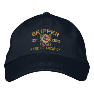 Casquette Brodée Drapeau américain personnalisé Skipper Nautique