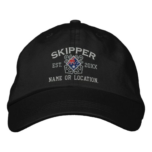 Casquette Brodée Drapeau australien de skipper personnalisé Ancres  (Devant)