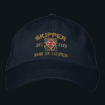 Casquette Brodée Drapeau britannique personnalisé Skipper Nautique<br><div class="desc">Un style nautique classique à ancres croisées avec un drapeau britannique appliqué,  un casquette personnalisé brodé pour un skipper d'occasions spéciales. Utilisez le lien "Demandez à ce concepteur" pour nous contacter avec vos demandes de design spécial ou pour obtenir de l'aide pour répondre à vos besoins de personnalisation.</div>