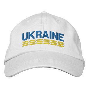Casquette Brodée Drapeau UKRAINE Couleurs bleu et jaune sur blanc
