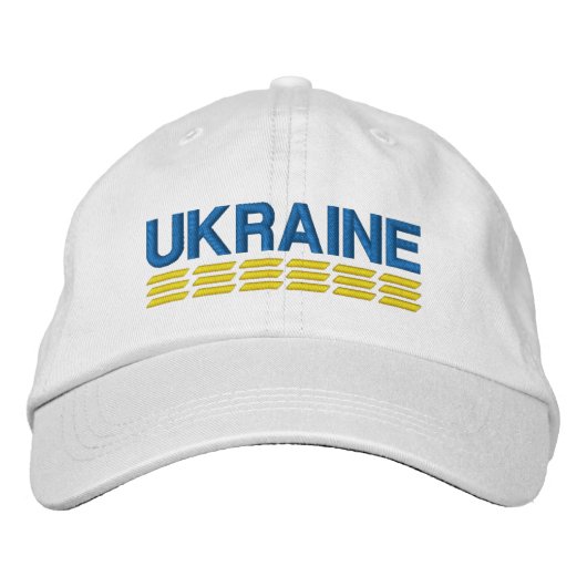Casquette Brodée Drapeau UKRAINE Couleurs bleu et jaune sur blanc (Devant)
