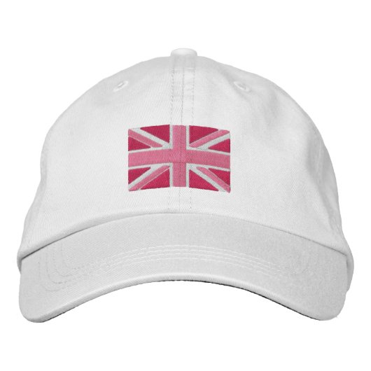Casquette Brodée Drapeau Union Jack en rose (Devant)