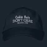 Casquette Brodée Drôle Cheveux Cabines Ne vous souciez pas Nom de l<br><div class="desc">Un casquette de baseball drôle qui dit "Les cheveux Cabines ne s'en soucient pas". Ajoutez le nom de votre cabine préféré ou de votre ville lacustre (ou supprimez). Modifiez facilement le texte et la couleur du casquette. Que vous alliez vers le nord au cabine ou que vous passiez une journée...</div>