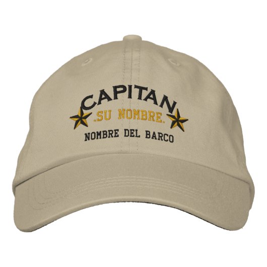 Casquette Brodée EL ESPAGNOL Capitan Nombre del barco y su nombre. (Devant)