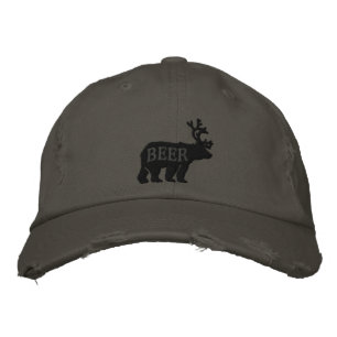 Casquette Brodée Énoncé brodé brossé portant sur le cerf d'ours ou 
