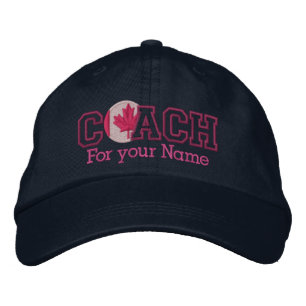 Casquette Brodée Entraîneur canadien personnalisé rose avec votre n