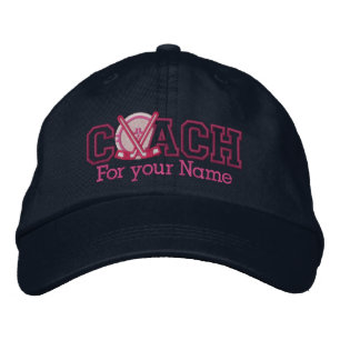 Casquette Brodée Entraîneur de hockey rose personnalisé avec votre 