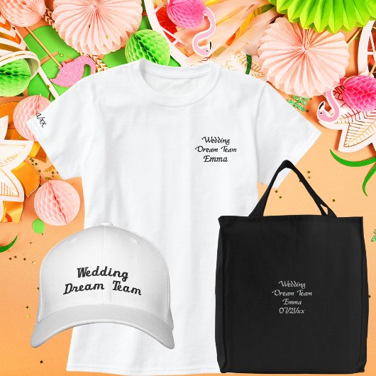 Casquette Brodée Équipe de rêve pour le mariage, Mariée, Enterremen