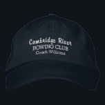 Casquette Brodée Équipe et Rower Club de l'équipage personnalisé<br><div class="desc">Le casquette idéal pour tous ceux qui aiment l'aviron et leur club/équipe. Ce casquette de style baseball de qualité dispose de 3 lignes de texte personnalisé - ajoutez le nom de votre club d'équipage, le nom du rameur, le nom de l'événement, etc. Modifiez facilement la couleur du texte et du...</div>