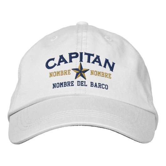 Casquette Brodée ESPAGNOL El Capitan Nombre del barco y su nombre. (Devant)