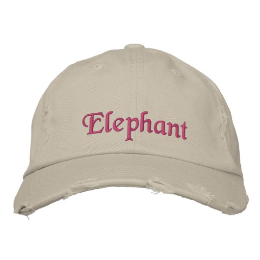 Casquette Brodée Esprit éléphant Animal Rustique Pierre rose (Devant)