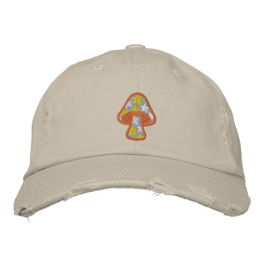 Casquette Brodée Étoiles Hippies Champignon (Devant)