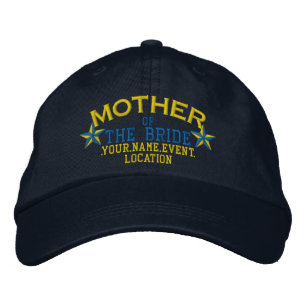 Casquette Brodée Étoiles personnalisées Mère de la mariée Gold Blue