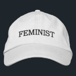 Casquette Brodée Feministe, texte noir<br><div class="desc">Montrez que vous soutenez l'égalité des droits pour les femmes et les hommes en portant un casquette de baseball avec le mot "féministe" brodé en gras noir tout le texte du capital sur un arrière - plan blanc. D'autres casquettes de couleurs sont disponibles dans la barre latérale. Pour voir le...</div>