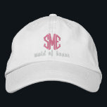 Casquette Brodée Femme d'honneur Mariage personnalisé Monogramme Ca<br><div class="desc">Surprenez votre bonne d'honneur avec ce casquette de baseball cool qui présente son monogramme de 3 lettres et les mots "bonne d'honneur" ci-dessous. La photo ci-dessus est un casquette blanc avec du texte rose, mais vous pouvez facilement changer les couleurs du casquette et du texte pour correspondre à votre thème/couleurs...</div>