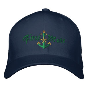 Casquette Brodée First Mate Nautical Star Anchor Green