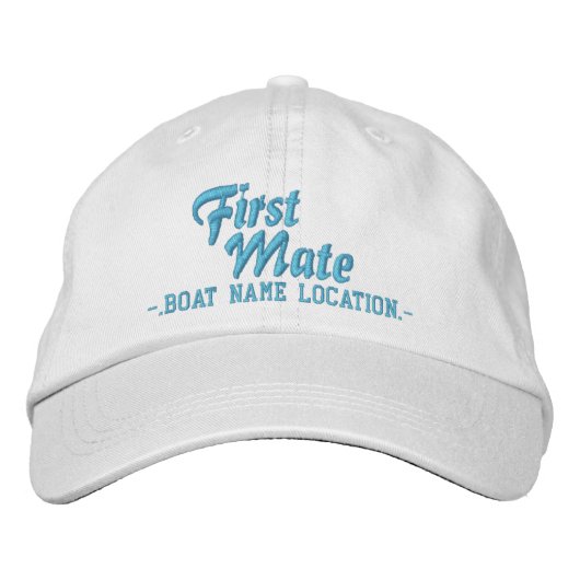 Casquette Brodée FIRST MATE Nom du bateau personnalisable Votre nom (Devant)