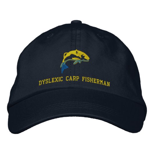 Casquette Brodée Funny Dyslexique pêcheur de carpe (Devant)