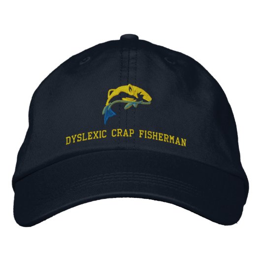 Casquette Brodée Funny Dyslexique pêcheur de carpe (Devant)