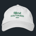 Casquette Brodée Funny Golf Hacker Personnalisé Monogramme brodé<br><div class="desc">Golf en style avec ce casquette brodé drôle avec les mots "Official Golf Hacker" et votre monogramme ou texte personnalisé ci-dessous. Modifiez facilement le texte et la couleur du casquette. Que vous donniez ceci à un hacker ou que vous le portiez vous-même, vous serez sûr de recevoir beaucoup de rires...</div>