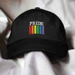 Casquette Brodée Gay Rainbow Pride Drapeau Grilles Personnalisées<br><div class="desc">Bande-drapeau Gay Rainbow Pride brodée casquette de Ricaso - ajoutez votre propre texte au lieu de PRIDE</div>