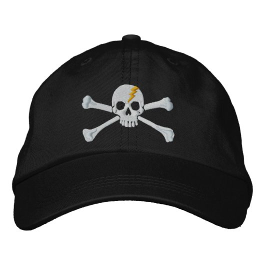 Casquette Brodée Golden Thunderbolt Crossbones Broderie du crâne (Devant)