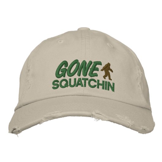 Casquette Brodée Gone Squatchin - piqûre verte et brune (Devant)
